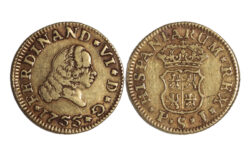 Fernando VI 1/2 Escudo 1755 Sevilla PJ MBC-