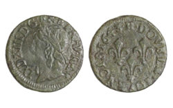 Luis XIII de Francia (1641-43) Double Tournois 1643 La Rochelle MBC+