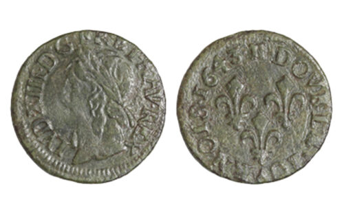 Luis XIII de Francia (1641-43) Double Tournois 1643 La Rochelle MBC+