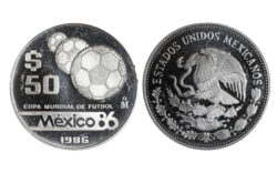México 50 Pesos 1986 Copa Mundial de Fútbol PROOF