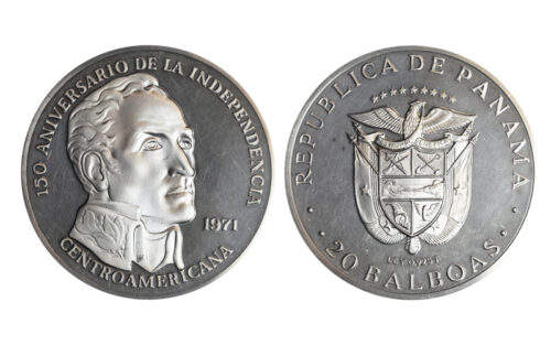 Panamá 20 Balboas 1971 150 Aniversario de la Independencia PROOF