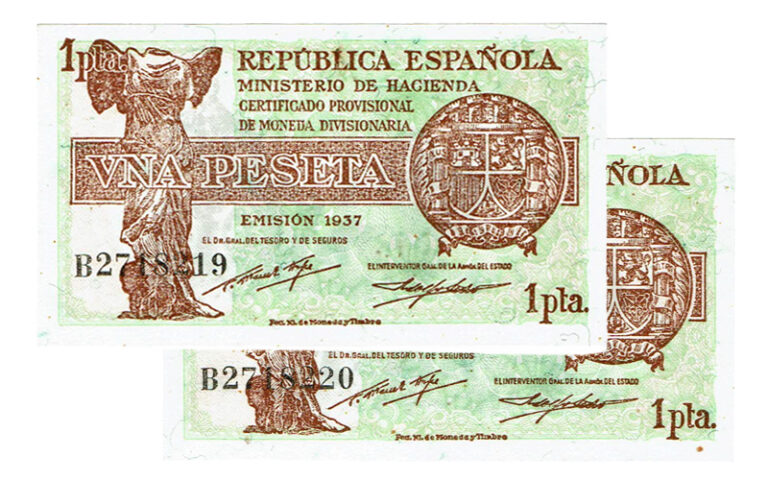 Pareja Correlativa 1 Peseta 1937 Serie B SC