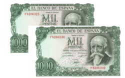 Estado Español Pareja Correlativa 1000 Pesetas 17 Septiembre 1971 José Echegaray Serie F SC