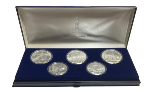Rusia Estuche 5 Valores Plata 1979 Juegos Olímpicos Moscú 1980 PROOF
