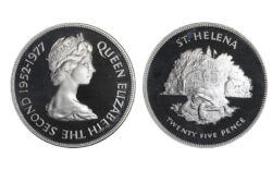 Santa Helena 25 Peniques 1977 25 Aniversario Ascensión al trono de Isabel II PROOF