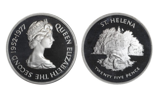 Santa Helena 25 Peniques 1977 25 Aniversario Ascensión al trono de Isabel II PROOF
