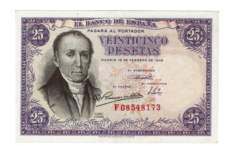 Estado Español 25 Pesetas 19 Febrero 1946 Flórez Estrada Serie F EBC-