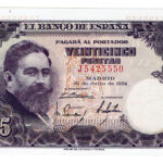 Estado Español 25 Pesetas 22 Julio 1954 Isaac Albéniz Serie J SC