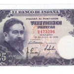 Estado Español 25 Pesetas 22 Julio 1954 Isaac Albéniz Sin Serie EBC+