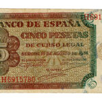 Estado Español 5 Pesetas 10 Agosto 1938 Burgos Serie H MBC+