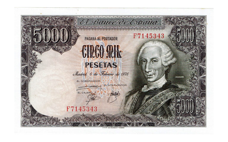 Juan Carlos I 5000 Pesetas 6 Febrero 1976 Carlos III Serie F SC