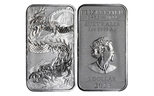 Australia 1 Dólar 2023 Dragón Rectangular PROOF