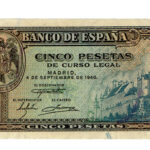 Estado Español 5 Pesetas 4 de Septiembre de 1940 Serie F SC