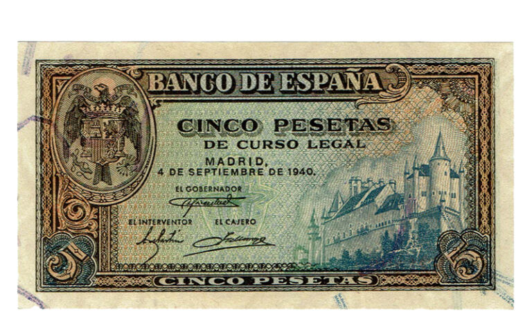 Estado Español 5 Pesetas 4 de Septiembre de 1940 Serie F SC