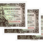 Estado Español Trio correlativo 1 Peseta 15 de Junio de 1945 Serie E SC