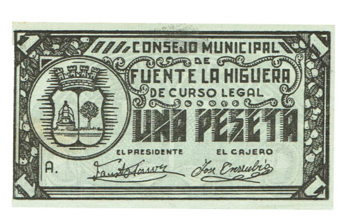 Fuente la Higuera (Valencia) 1 Peseta SF (1937) EBC