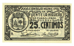 Fuente la Higuera (Valencia) 25 Céntimos SF (1937) EBC+