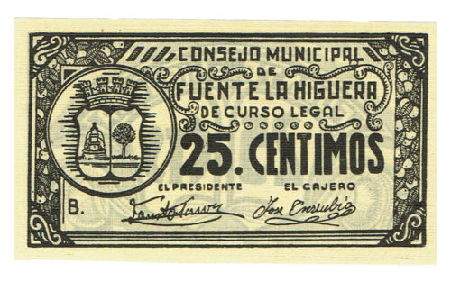 Fuente la Higuera (Valencia) 25 Céntimos SF (1937) EBC+
