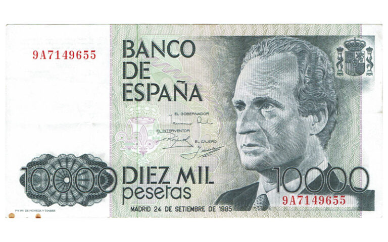 Juan Carlos I 10.000 Pesetas 24 Septiembre 1985 Serie 9A Manchitas MBC+