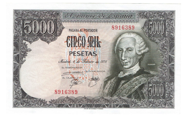 Juan Carlos I 5000 Pesetas 6 Febrero 1976 Carlos III Sin Serie MBC+