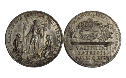 Medalla Carlos III Nacimiento de sus nietos gemelos Carlos y Felipe 1784 Peleguer EBC