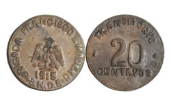 México Estado de Puebla 20 Centavos 1915 Brigada Francisco I. Madero MBC+