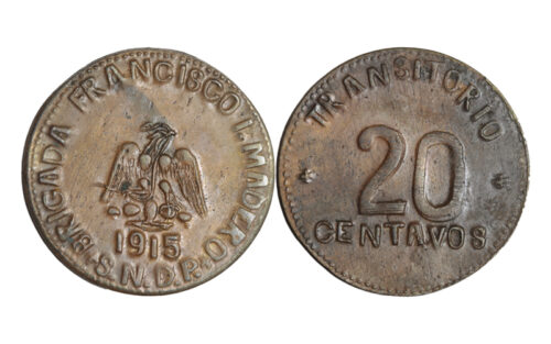 México Estado de Puebla 20 Centavos 1915 Brigada Francisco I. Madero MBC+