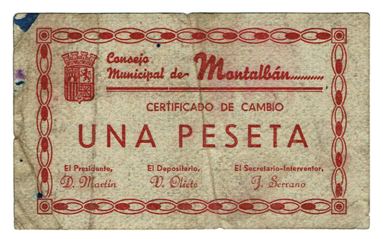 Montalbán (Teruel) 1 Peseta 1 Junio 1937 Serie B BC-