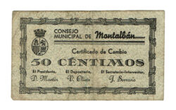 Montalbán (Teruel) 50 Centimos 1 de Junio 1937 EBC-