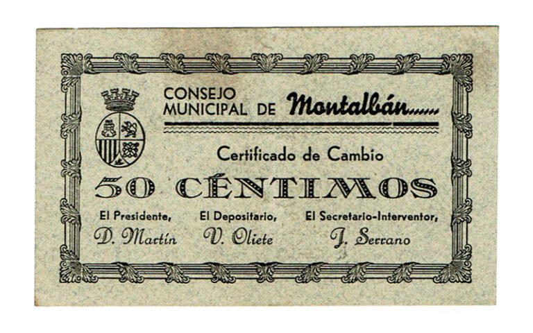 Montalbán (Teruel) 50 Céntimos 1 Junio 1937 EBC