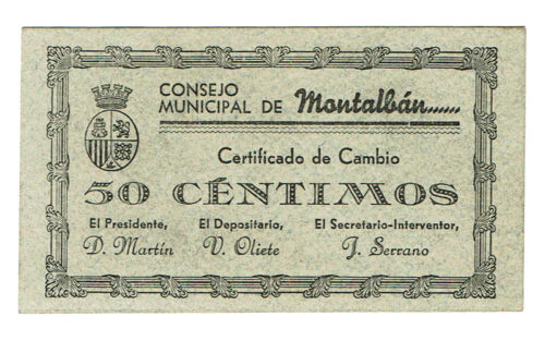 Montalbán (Teruel) 50 Céntimos 1 de Junio 1937 SC-