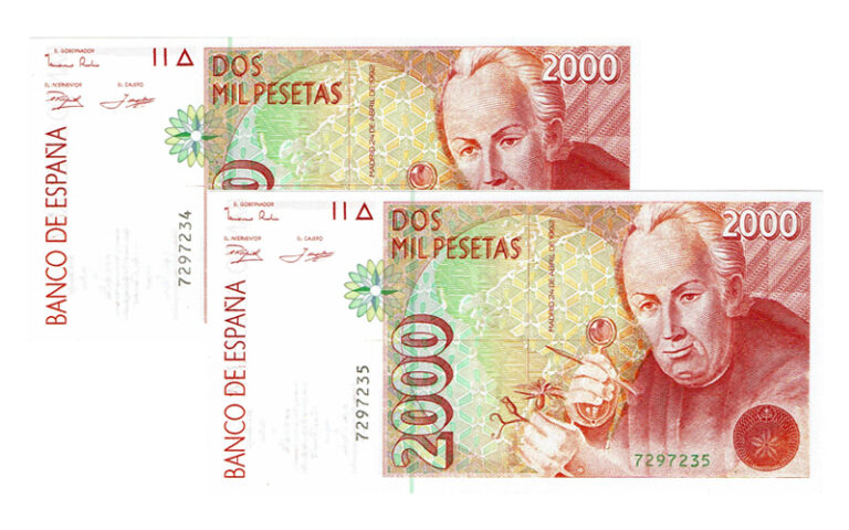 Juan Carlos I Pareja correlativa 2000 Pesetas 24 Abril 1992 Sin Serie SC- y SC