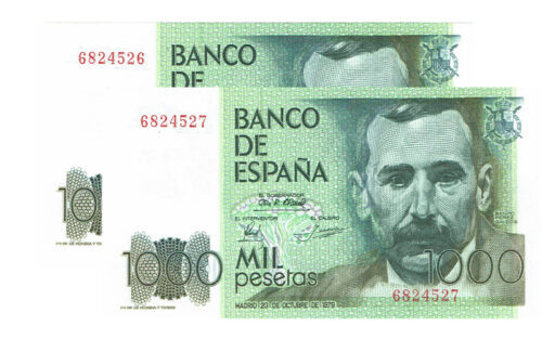 Juan Carlos I Pareja correlativa 1000 Pesetas 23 Octubre 1979 Benito Pérez Galdós Sin Serie SC- y SC
