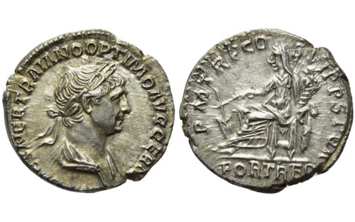 Trajano Denario 114 d.C. Roma EBC+
