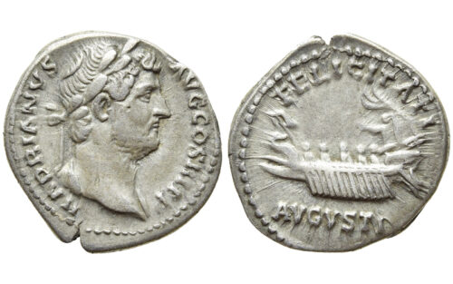 Adriano Denario 130 d.C. Roma MBC