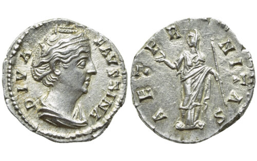 Faustina Denario 141 d.C. Roma SC