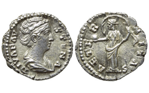 Faustina Denario 141 d.C. Roma EBC