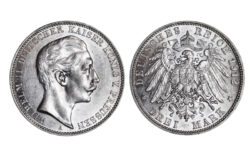 Imperio Alemán Prusia 3 Marcos 1912 Guillermo II SC
