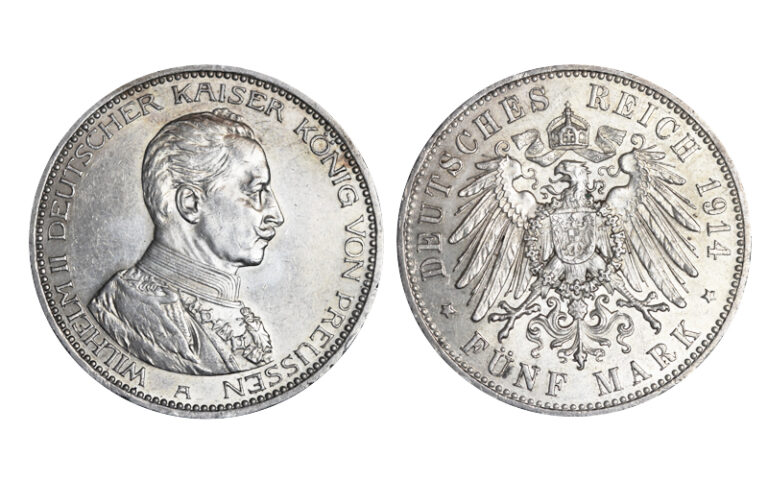 Imperio Alemán Prusia 5 Marcos 1914 Guillermo II SC-