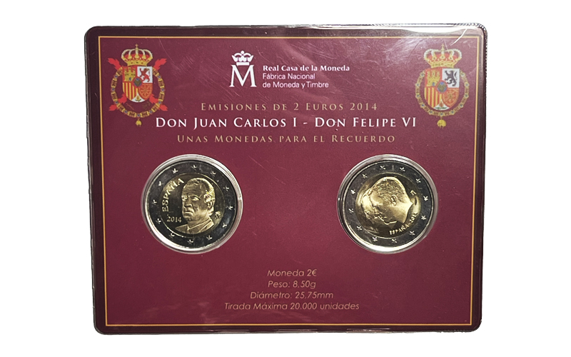 España Cartera 2 Euros 2014 Don Juan Carlos I y Don Felipe VI SC