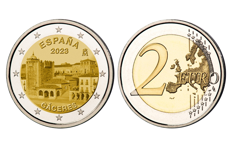España Cartera 2 Euros 2023 Patrimonio Mundial  Ciudad Vieja de Cáceres PROOF