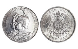 Estados Alemanes/ Prusia Guillermo II 5 Marcos 1901 200 Aniversario del Reino de Prusia Golpec. SC
