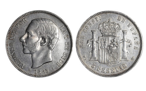 Alfonso XII 5 Pesetas 1883*18-83 MSM MBC+