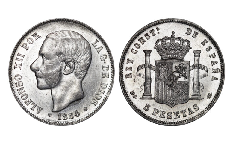 Alfonso XII 5 Pesetas 1884*18-84 MSM EBC-SC