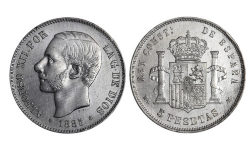 Alfonso XII 5 Pesetas 1885*18-87 MSM MBC-EBC