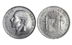 Alfonso XII 5 Pesetas 1885*18-87 MSM EBC-SC
