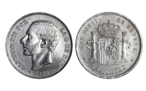 Alfonso XII 5 Pesetas 1885*18-87 MSM EBC-SC