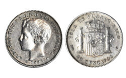 Alfonso XIII 20 Centavos 1895 PGV limp. EBC-
