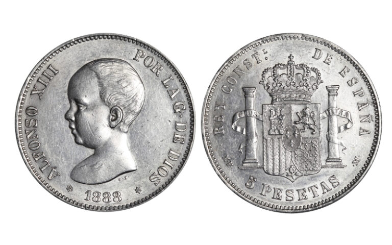 Alfonso XIII 5 Pesetas 1888*18-88 MPM EBC