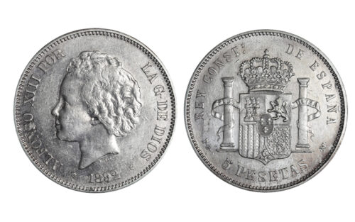 Alfonso XIII 5 Pesetas 1892*18-92 PGM MBC-EBC